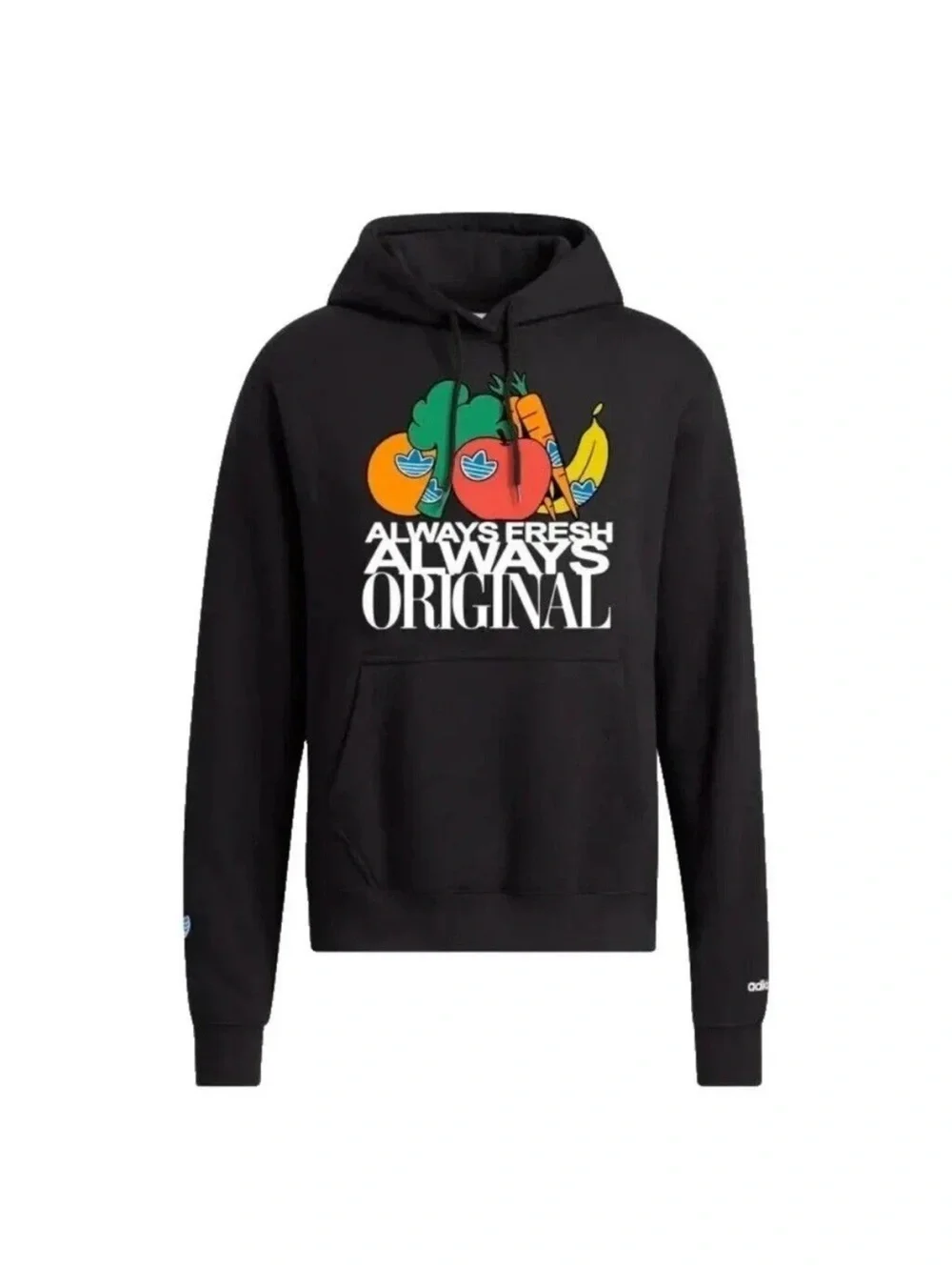 Adidas OG Always Fresh Always Original Black Graphic Hoodie Sweatshirt Fruit
